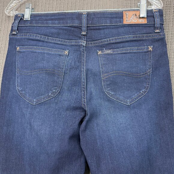 Lee Womens 8 Short Dark Wash Jeans Slim Fit Stretch Denim Cotton Blend - Picture 10 of 11